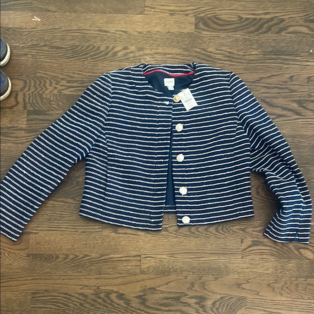J. Crew Striped Navy and White Blazer